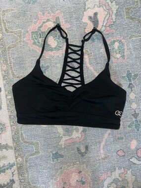 CALIA by Carrie Underwood Black Lattice Back Bikini Top